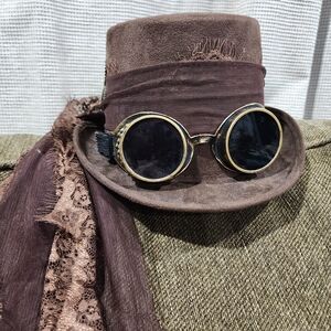 Spirit Brown Steampunk Hat with Goggles